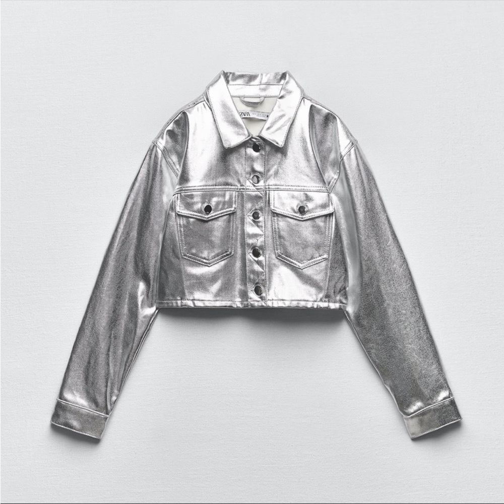 Zara Metallic Cropped Jacket